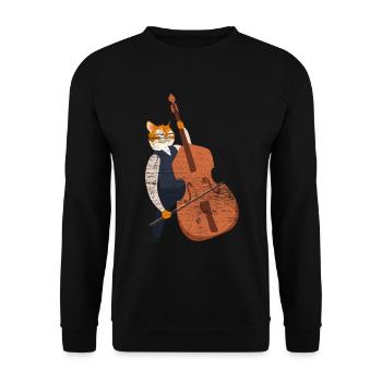 Double bass cat gift - Unisex Sweatshirt - black - Front - Alina (178cm) & Michal (187cm)