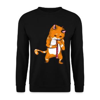 Oboe Cat - Unisex Sweatshirt - black - Front - Alina (178cm) & Michal (187cm)