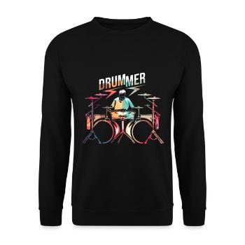 Tambour, Batterie, Rock - Sweat-shirt Unisexe - noir - Devant - Alina (178cm) & Michal (187cm)