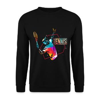 Tennis Sport Gift - Unisex Sweatshirt - black - Front - Alina (178cm) & Michal (187cm)