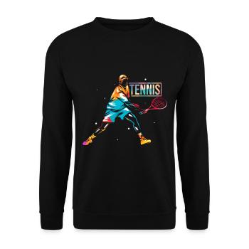 Tennis Sport Gift - Unisex Sweatshirt - black - Front - Alina (178cm) & Michal (187cm)