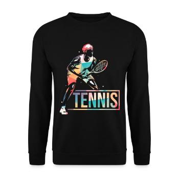 Tennis Sport Gift - Unisex Sweatshirt - black - Front - Alina (178cm) & Michal (187cm)