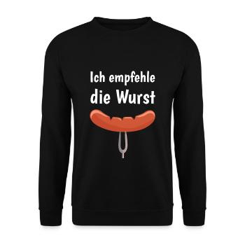 Grillen Ich Empfehle Die Wurst - Unisex Pullover - Schwarz - Vorne - Alina (178cm) & Michal (187cm)