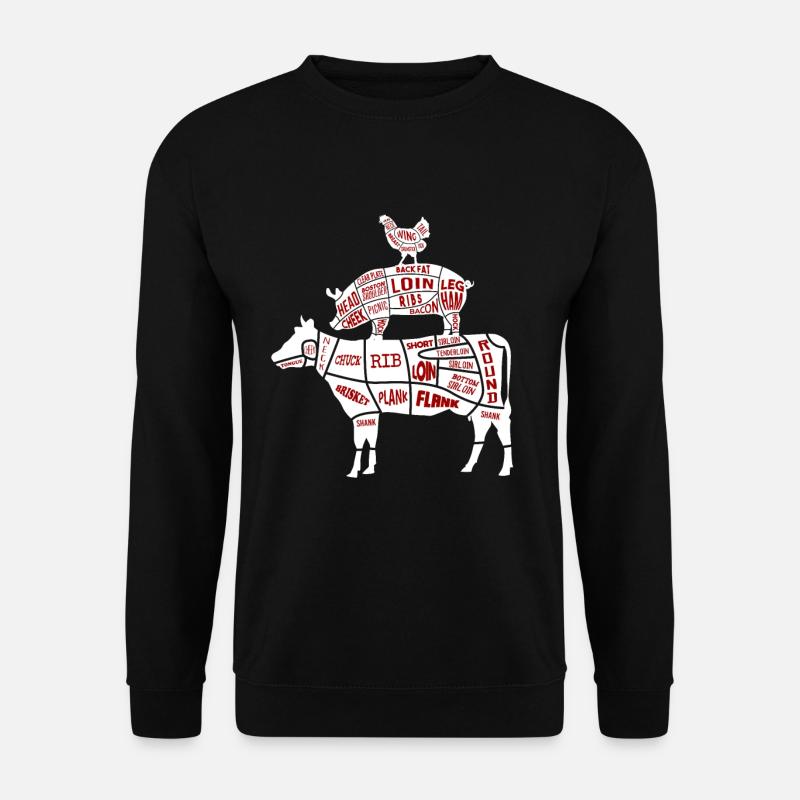 Grillen Fleischteile Huhn Schwein Rind - Unisex Pullover - Schwarz