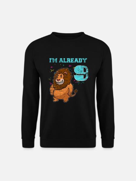 Lion 9th birthday children's birthday - Unisex Sweatshirt - black