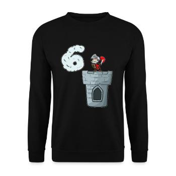Ritterburg Ritter 6. Geburtstag - Unisex Pullover - Schwarz - Vorne - Alina (178cm) & Michal (187cm)