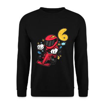 Pilote de course course de voiture 6e anniversaire - Sweat-shirt Unisexe - noir - Devant - Alina (178cm) & Michal (187cm)