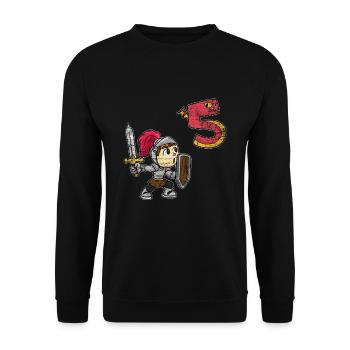 Ritter 5. Geburtstag - Unisex Pullover - Schwarz - Vorne - Alina (178cm) & Michal (187cm)