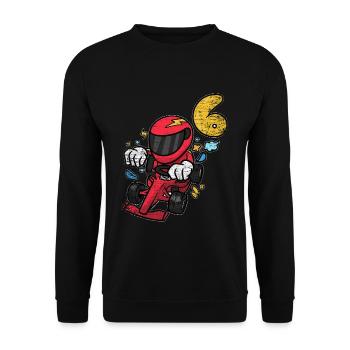 6. Geburtstag Rennauto Rennfahrer - Unisex Pullover - Schwarz - Vorne - Alina (178cm) & Michal (187cm)