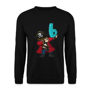 Captain Pirate Dab's 6th birthday - Unisex Sweatshirt - black - Front - Alina (178cm) & Michal (187cm)