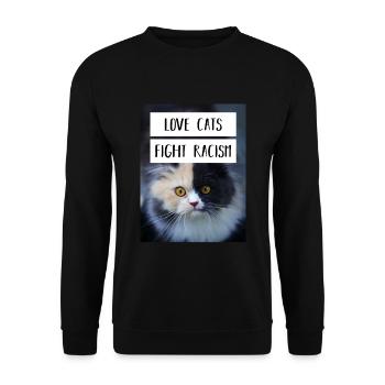 Anti Nazi Love Cats Fight Racism - Unisex Pullover - Schwarz - Vorne - Alina (178cm) & Michal (187cm)