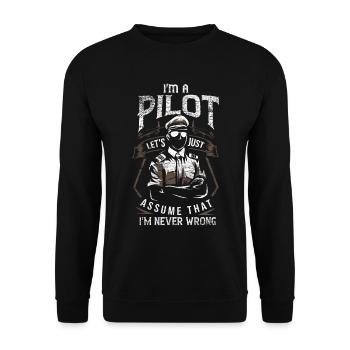 Pilote d'avion disant - Sweat-shirt Unisexe - noir - Devant - Alina (178cm) & Michal (187cm)