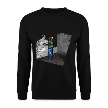 Plasterer cleaning work - Unisex Sweatshirt - black - Front - Alina (178cm) & Michal (187cm)