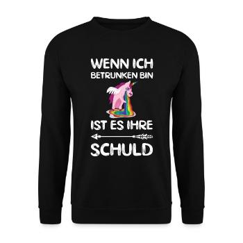 Saufen Wenn Ich Betrunken Bin Schuld - Unisex Pullover - Schwarz - Vorne - Alina (178cm) & Michal (187cm)