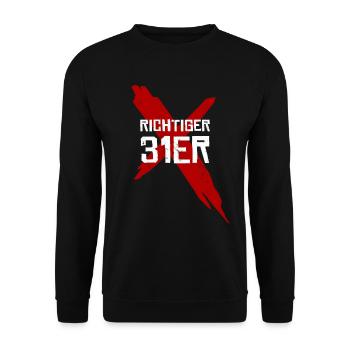 Richtiger 31er - Unisex Pullover - Schwarz - Vorne - Alina (178cm) & Michal (187cm)