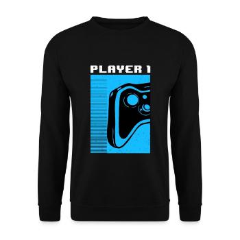 Gamer Player 1 - Unisex Pullover - Schwarz - Vorne - Alina (178cm) & Michal (187cm)