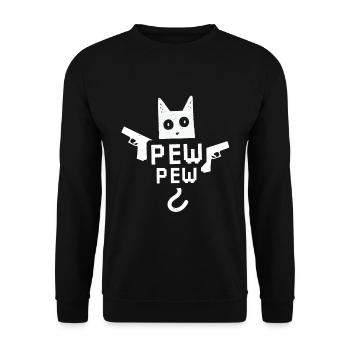 Pew Pew Cat Meme cat - Unisex Sweatshirt - black - Front - Alina (178cm) & Michal (187cm)