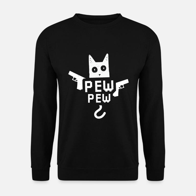 Chat Pew Pew Cat Meme - Sweat-shirt Unisexe - noir