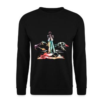 Alphorn Alpen - Unisex Pullover - Schwarz - Vorne - Alina (178cm) & Michal (187cm)