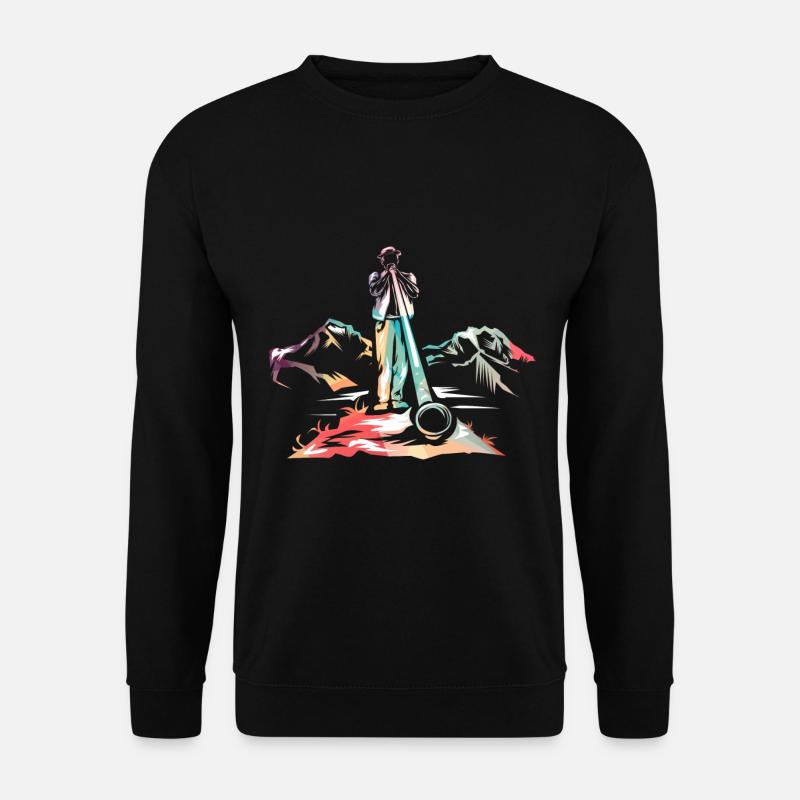 Alphorn Alpen - Unisex Pullover - Schwarz