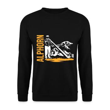 Alphorn Alpen - Unisex Pullover - Schwarz - Vorne - Alina (178cm) & Michal (187cm)