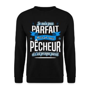 pêcheur fan de pêche - Sweat-shirt Unisexe - noir - Devant - Alina (178cm) & Michal (187cm)