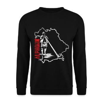 Alphorn Bayern - Unisex Pullover - Schwarz - Vorne - Alina (178cm) & Michal (187cm)