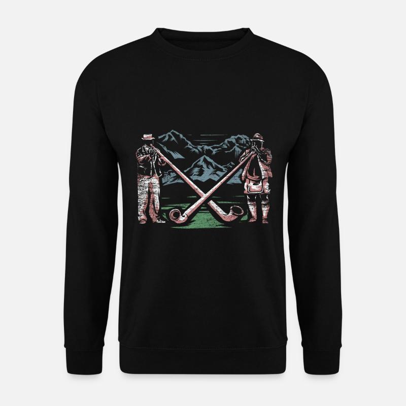 Alphorn Alpen - Unisex Pullover - Schwarz