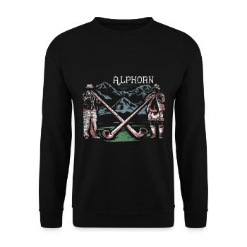 Alphorn Alpen - Unisex Pullover - Schwarz - Vorne - Alina (178cm) & Michal (187cm)