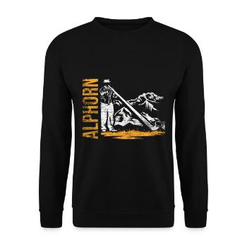 Alphorn Alpen - Unisex Pullover - Schwarz - Vorne - Alina (178cm) & Michal (187cm)
