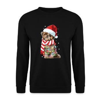 Cadeau d'amant de chien de Noël Santa Shih Tzu Noël - Sweat-shirt Unisexe - noir - Devant - Alina (178cm) & Michal (187cm)