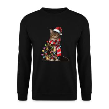 Noël chat amoureux Kitty cadeau de vacances de Noël - Sweat-shirt Unisexe - noir - Devant - Alina (178cm) & Michal (187cm)