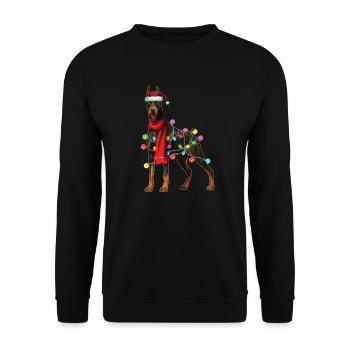 Cadeau de vacances de Noël de chien de Santa Doberman de Noël - Sweat-shirt Unisexe - noir - Devant - Alina (178cm) & Michal (187cm)