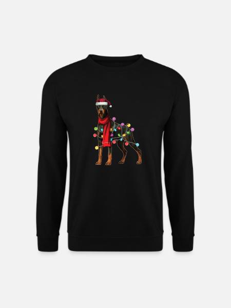 Weihnachts-Weihnachts-Weihnachtsgeschenk des Weihnachtsmann-Dobermann-Hundes - Unisex Pullover - Schwarz