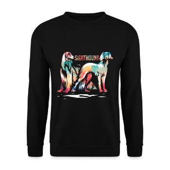 Windhund - Unisex Pullover - Schwarz - Vorne - Alina (178cm) & Michal (187cm)