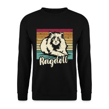 Ragdoll-Katze - Unisex Pullover - Schwarz - Vorne - Alina (178cm) & Michal (187cm)