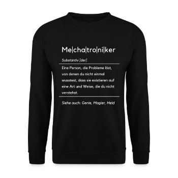Lustige Mechatroniker Definition KFZ-Mechatroniker - Unisex Pullover - Schwarz - Vorne - Alina (178cm) & Michal (187cm)