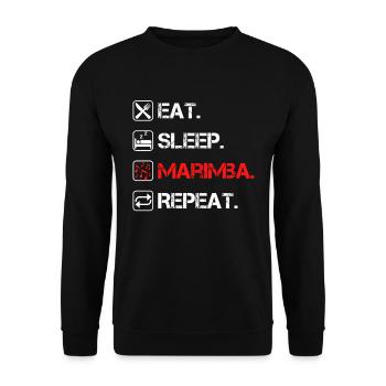 Eat Sleep Marimba Repeat Marimbaphon Vibraphon - Unisex Pullover - Schwarz - Vorne - Alina (178cm) & Michal (187cm)