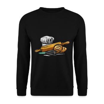 Bäcker Backen - Unisex Pullover - Schwarz - Vorne - Alina (178cm) & Michal (187cm)