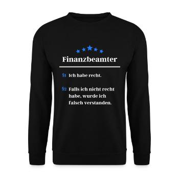 Lustige Finanzbeamte Definition Beamte Finanzamt - Unisex Pullover - Schwarz - Vorne - Alina (178cm) & Michal (187cm)