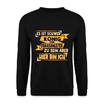König und Praxisanleiter - Unisex Pullover - Schwarz - Vorne - Alina (178cm) & Michal (187cm)