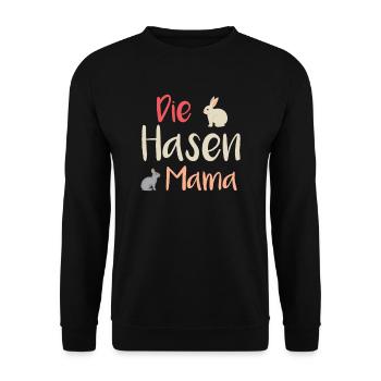 Die Hasen Mama Hase Kaninchen Mutter Haustier - Unisex Pullover - Schwarz - Vorne - Alina (178cm) & Michal (187cm)
