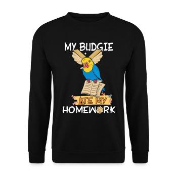 The budgie ate my homework - Unisex Sweatshirt - black - Front - Alina (178cm) & Michal (187cm)