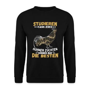 Hühnerzüchter Hühner Hühnerzucht Hahn Henne Huhn - Unisex Pullover - Schwarz - Vorne - Alina (178cm) & Michal (187cm)