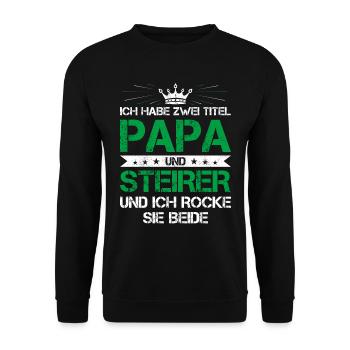Steirer Papa Titel Steiermark Geschenk Vater - Unisex Pullover - Schwarz - Vorne - Alina (178cm) & Michal (187cm)