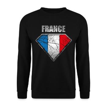France Superhero Flag Vintage Retro Symbol - Unisex Sweatshirt - black - Front - Alina (178cm) & Michal (187cm)