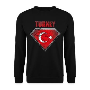 Turkey Superhero Flag Vintage Doorkiye - Unisex Sweatshirt - black - Front - Alina (178cm) & Michal (187cm)