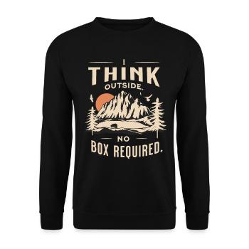 I like to think outside. No box required. - Unisex Pullover - Schwarz - Vorne - Alina (178cm) & Michal (187cm)