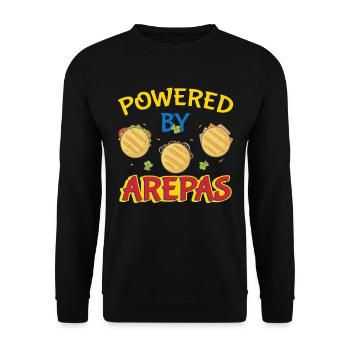 Colombia Food Venezuela Powered By Arepas - Unisex Sweatshirt - black - Front - Alina (178cm) & Michal (187cm)