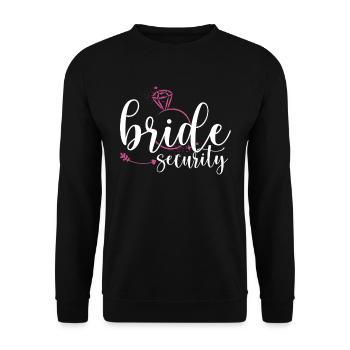 Bachelorette Party Bridesmaid Bride Security - Unisex Sweatshirt - black - Front - Alina (178cm) & Michal (187cm)